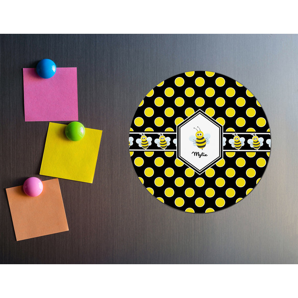 Bee & Polka Dots Round Fridge Magnet - LIFESTYLE