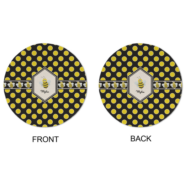 Bee & Polka Dots Round Linen Placemats - APPROVAL (double sided)