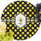 Bee & Polka Dots Round Linen Placemats - Front (w flowers)