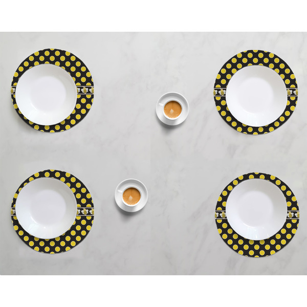 Bee & Polka Dots Round Linen Placemats - LIFESTYLE (set of 4)