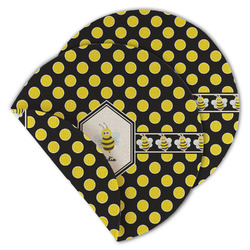 Bee & Polka Dots Round Linen Placemat - Double Sided (Personalized)