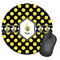 Bee & Polka Dots Round Mouse Pad (Personalized)