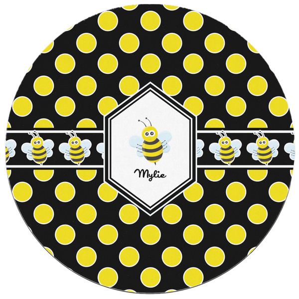 Bee & Polka Dots Round Mousepad - APPROVAL