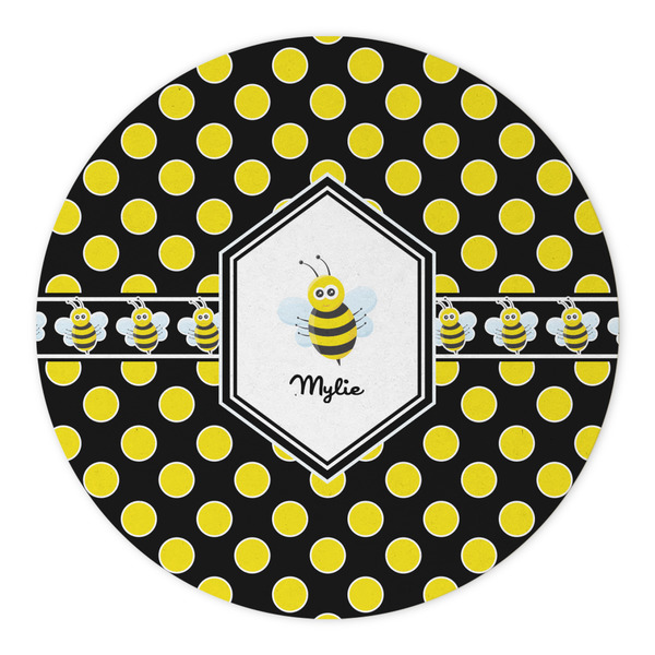 Bee & Polka Dots Round Paper Coaster - Approval