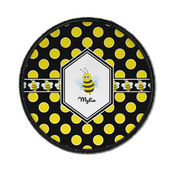 Bee & Polka Dots Iron On Round Patch w/ Name or Text