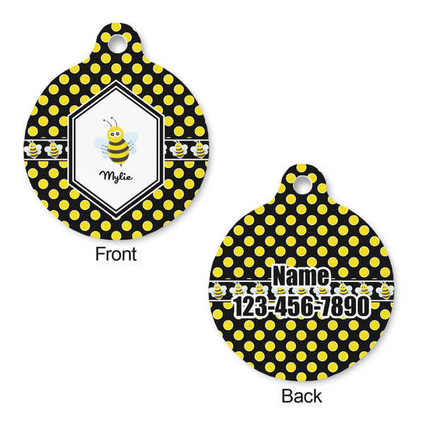 Bee & Polka Dots Round Pet ID Tag - Large - Approval