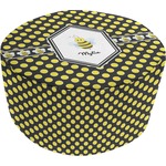 Bee & Polka Dots Round Pouf Ottoman (Personalized)