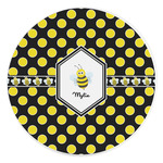 Bee & Polka Dots Round Stone Trivet (Personalized)