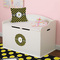 Bee & Polka Dots Round Wall Decal on Toy Chest