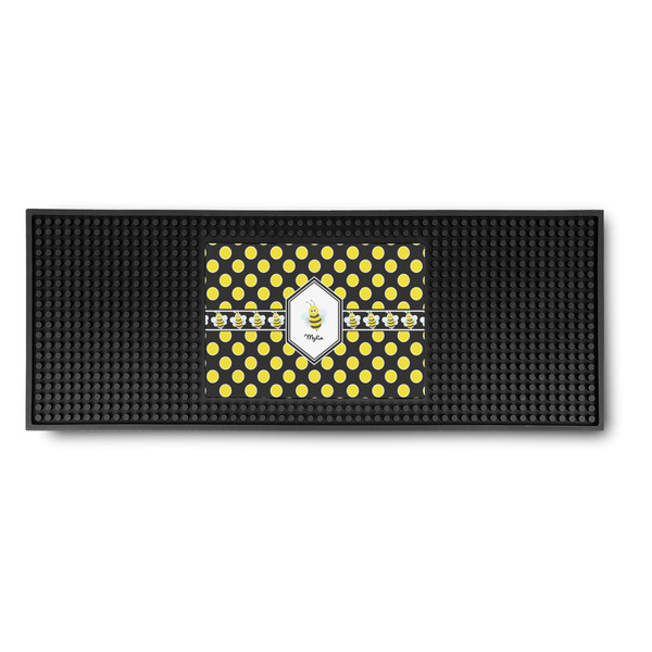 Custom Bee & Polka Dots Rubber Bar Mat (Personalized)