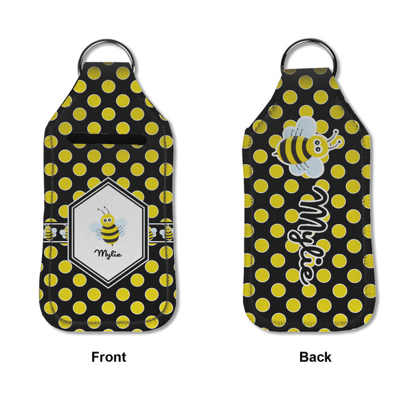 Bee & Polka Dots Sanitizer Holder Keychain - Large APPROVAL (Flat)