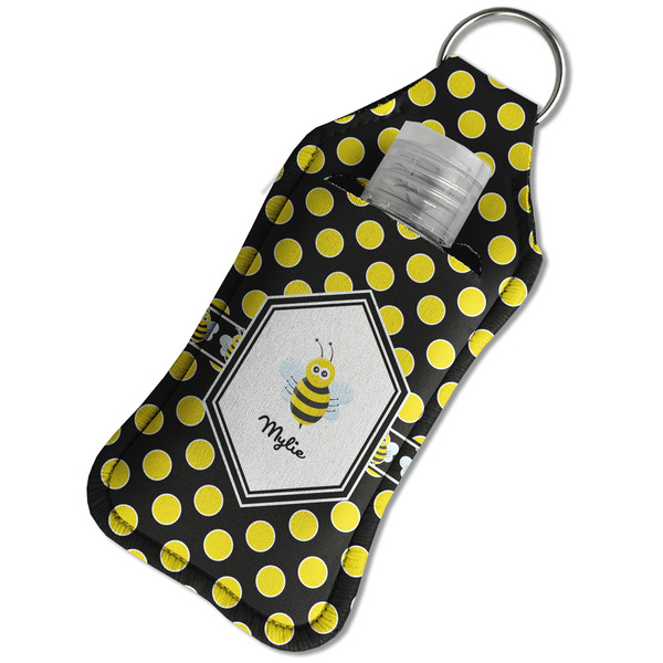 Bee & Polka Dots Sanitizer Holder Keychain - Large in Case