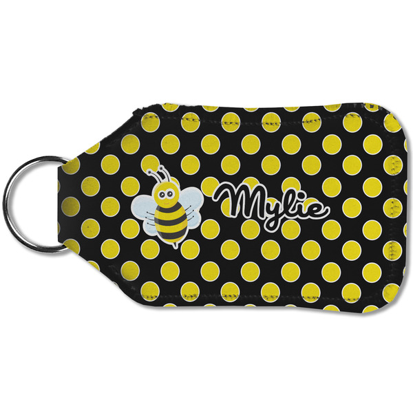Bee & Polka Dots Sanitizer Holder Keychain - Small (Back)