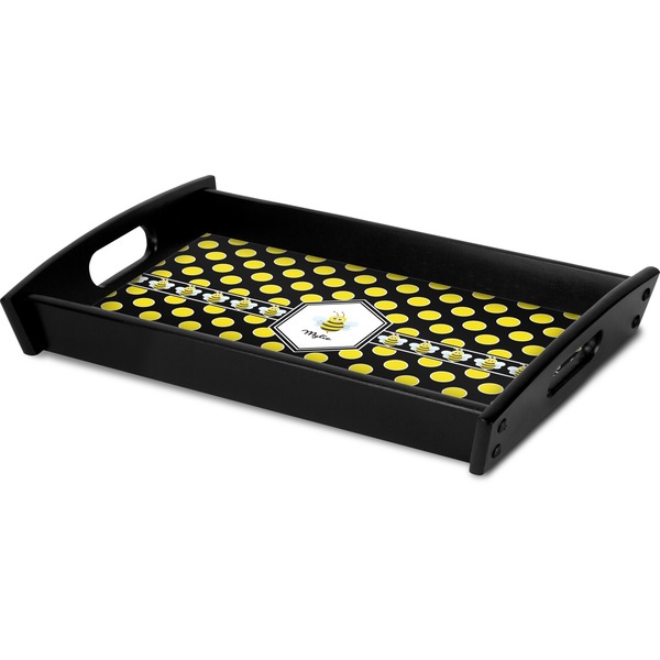 Bee & Polka Dots Serving Tray Black - Corner