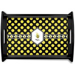 Bee & Polka Dots Black Wooden Tray - Small (Personalized)