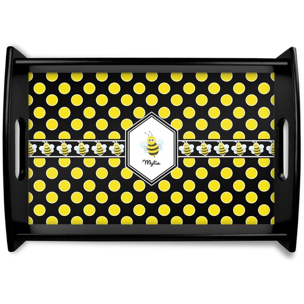 Custom Bee & Polka Dots Wooden Tray (Personalized)