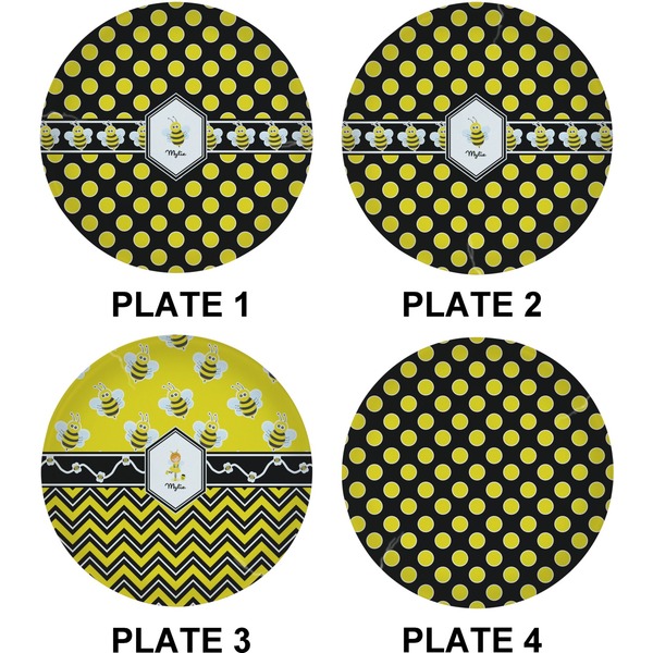 Bee & Polka Dots Set of Lunch / Dinner Plates (Approval)