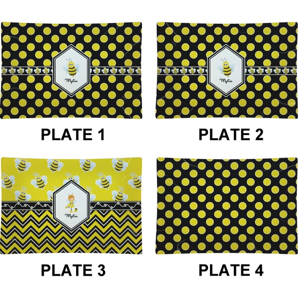 Bee & Polka Dots Set of Rectangular Appetizer / Dessert Plates (Approval)
