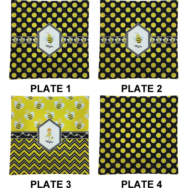Bee & Polka Dots Set of Square Dinner Plates (Approval)