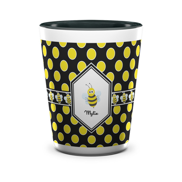 Bee & Polka Dots Shot Glass - Two Tone - FRONT