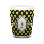 Bee & Polka Dots Ceramic Shot Glass - 1.5 oz - White - Set of 4 (Personalized)