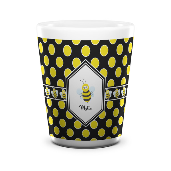 Bee & Polka Dots Shot Glass - White - FRONT