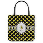 Bee & Polka Dots Canvas Tote Bag - Large - 18"x18" (Personalized)