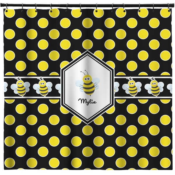 Custom Bee & Polka Dots Shower Curtain (Personalized)