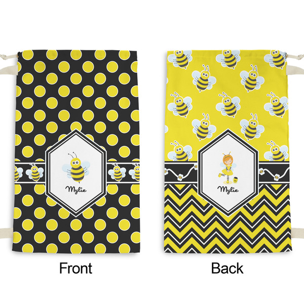 Bee & Polka Dots Small Laundry Bag - Front & Back View
