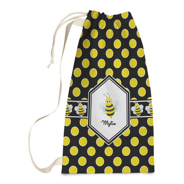Custom Bee & Polka Dots Laundry Bags - Small (Personalized)