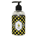 Bee & Polka Dots Plastic Soap / Lotion Dispenser (8 oz - Small - Black) (Personalized)