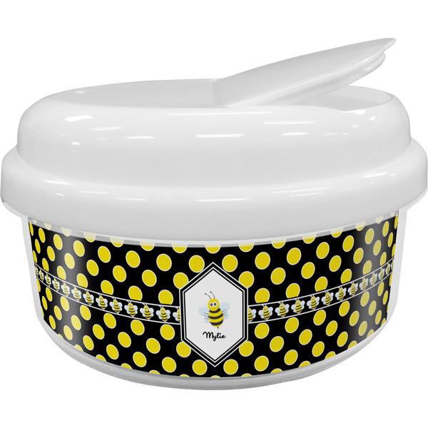 Custom Bee & Polka Dots Snack Container (Personalized)