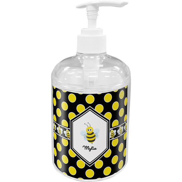 Custom Bee & Polka Dots Acrylic Soap & Lotion Bottle (Personalized)