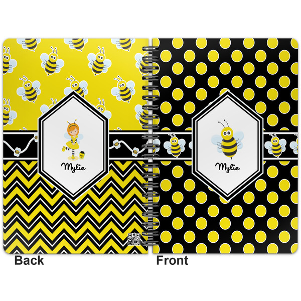 Bee & Polka Dots Spiral Journal 7 x 10 - Apvl