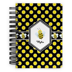 Bee & Polka Dots Spiral Notebook - 5x7 w/ Name or Text