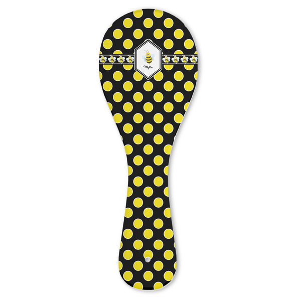 Custom Bee & Polka Dots Ceramic Spoon Rest (Personalized)