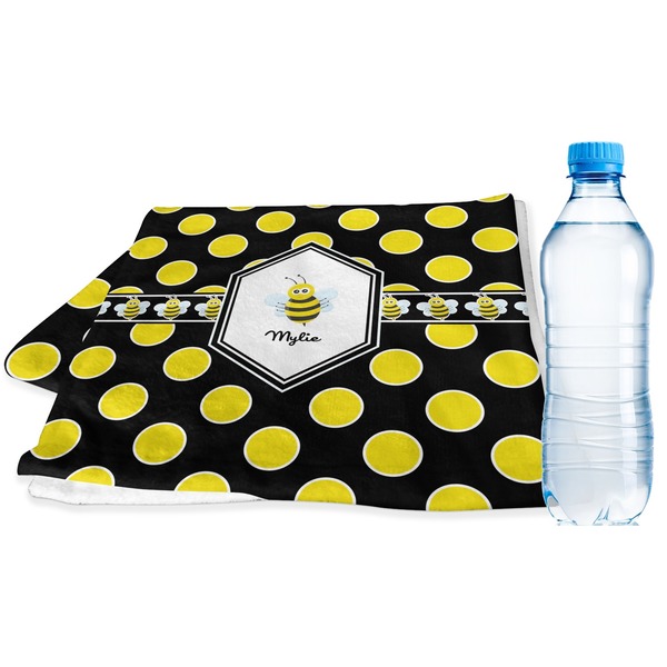 Custom Bee & Polka Dots Sports & Fitness Towel (Personalized)