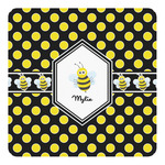 Bee & Polka Dots Square Decal - Large (Personalized)