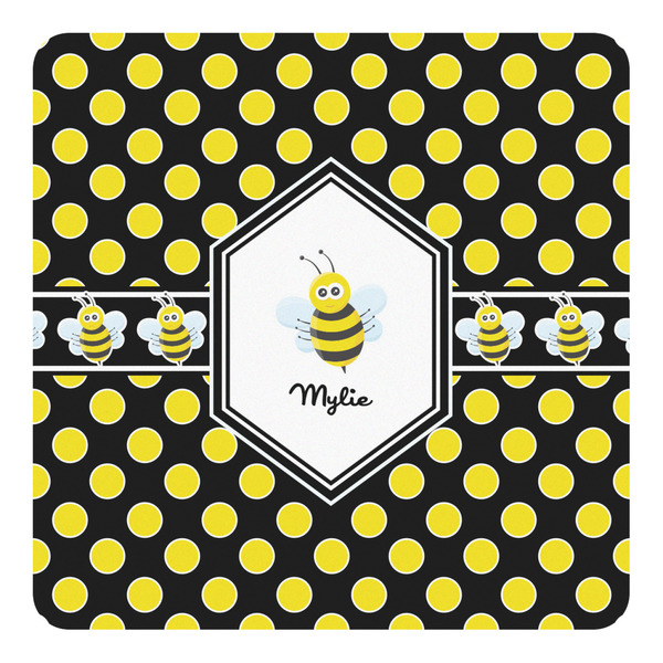 Custom Bee & Polka Dots Square Decal - XLarge (Personalized)