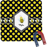 Bee & Polka Dots Square Fridge Magnet (Personalized)