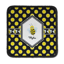 Bee & Polka Dots Iron On Square Patch w/ Name or Text