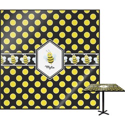 Bee & Polka Dots Square Table Top - 24" (Personalized)