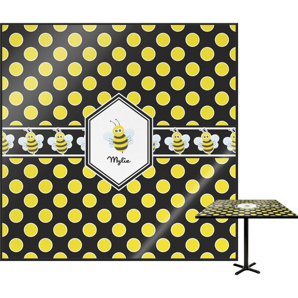 Custom Bee & Polka Dots Square Table Top (Personalized)