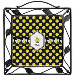 Bee & Polka Dots Square Trivet (Personalized)