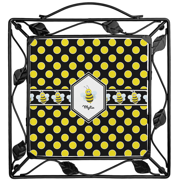 Custom Bee & Polka Dots Square Trivet (Personalized)