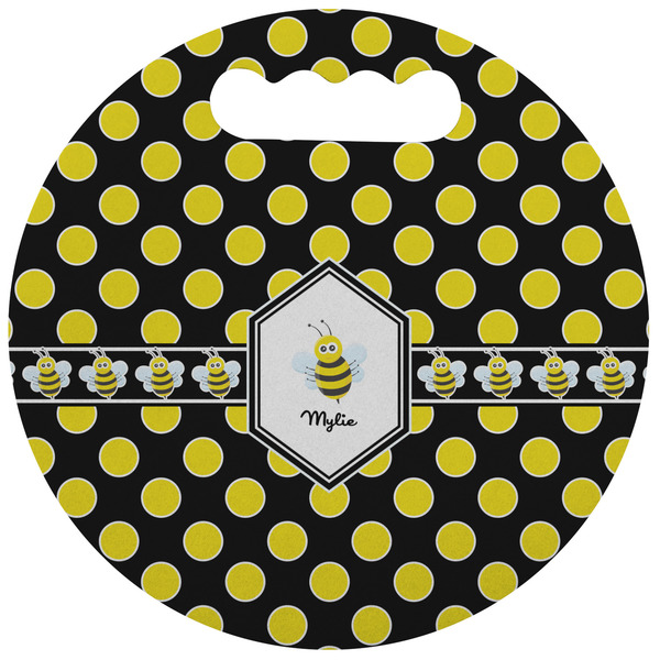Custom Bee & Polka Dots Stadium Cushion (Round) (Personalized)
