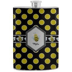 Bee & Polka Dots Stainless Steel Flask (Personalized)
