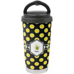Bee & Polka Dots Stainless Steel Coffee Tumbler (Personalized)