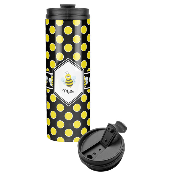Custom Bee & Polka Dots Stainless Steel Skinny Tumbler (Personalized)