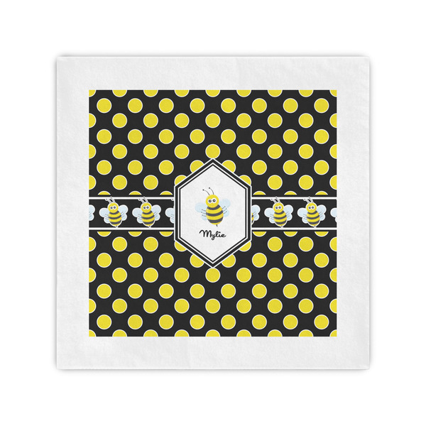 Custom Bee & Polka Dots Cocktail Napkins (Personalized)